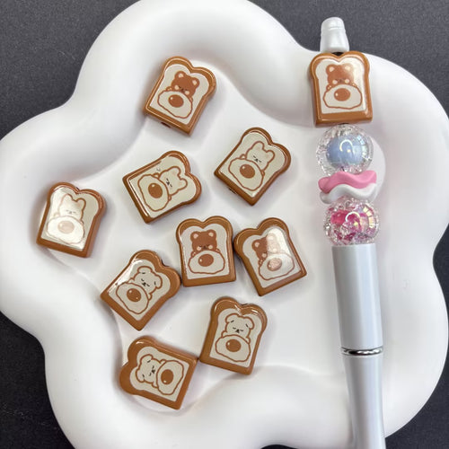 Morning Vibes! Cute Bear Toast & Egg Focal Beads | Acrylic Bead for DIY Bracelet Keychain Jewelry Making