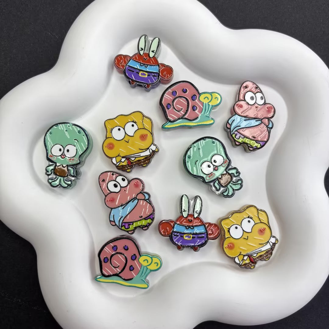 SpongeBob & Friends Silicone Focal Beads - Patrick, Squidward, Gary | Acrylic Bead for DIY Bracelet Keychain Jewelry Making