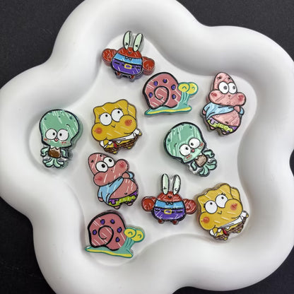 SpongeBob & Friends Silicone Focal Beads - Patrick, Squidward, Gary | Acrylic Bead for DIY Bracelet Keychain Jewelry Making