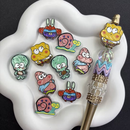 SpongeBob & Friends Silicone Focal Beads - Patrick, Squidward, Gary | Acrylic Bead for DIY Bracelet Keychain Jewelry Making