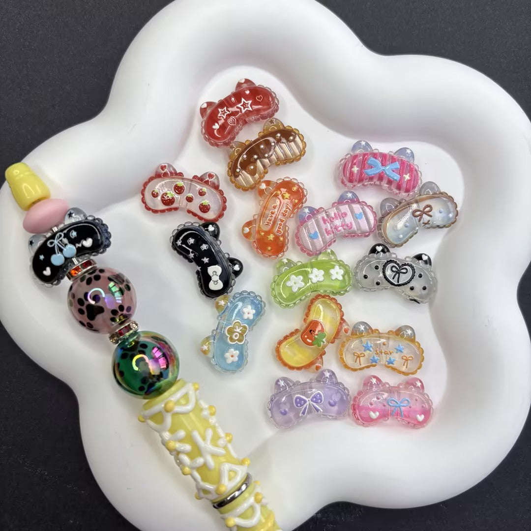 Cute Gummy Cat Ear Bow Focal Beads - Translucent Pastel Acrylic | Acrylic Bead for DIY Bracelet Keychain Jewelry Making