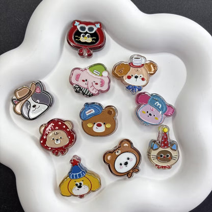 Cute Animal Dress-Up Focal Beads - Kawaii Bear, Dog, Elephant & Cat | Acrylic Bead for DIY Bracelet Keychain Jewelry Making