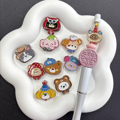 Cute Animal Dress-Up Focal Beads - Kawaii Bear, Dog, Elephant & Cat | Acrylic Bead for DIY Bracelet Keychain Jewelry Making