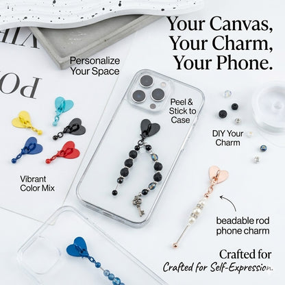 DIY Heart Sticky Hook for Phone Charms - Colorful Metal Beadable Rod | DIY Bead Bracelet Keychain & Jewelry Craft Supply