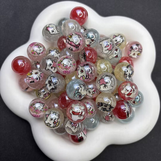 Cute Cartoon Animal Dog  Sparkle Beads – Assorted Color Glass Beads | Acrylic Bead for DIY Bracelet Keychain Jewelry Making