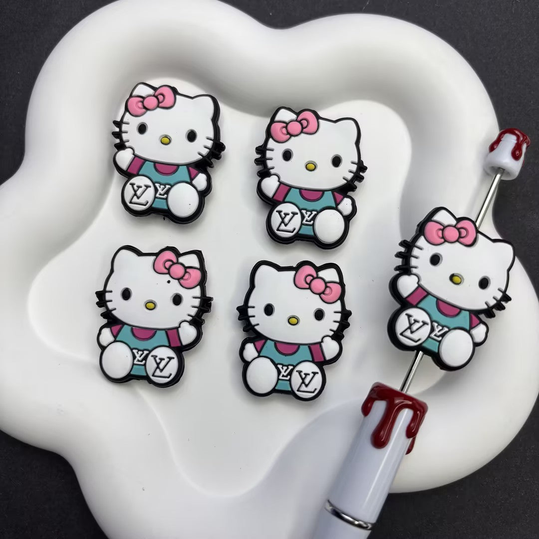 Luxury Style Hello Kitty Silicone Focal Beads – Trendy Cartoon Beads for | Silicone Focal Bead for DIY Keychain & Pen Wrap