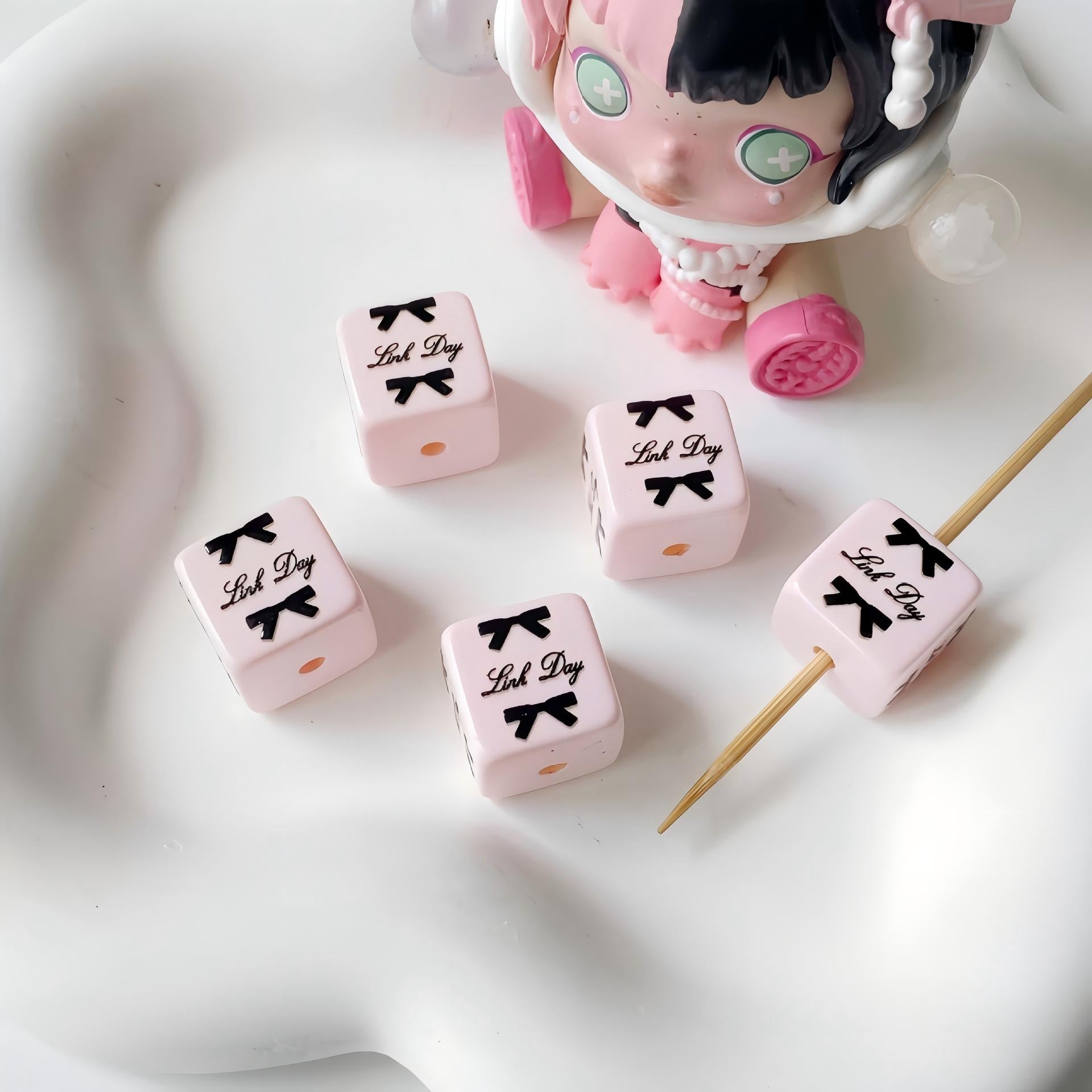 14mm Black Pink Theme Cube Beads - Shimmering AB Iridescent 14x14mm | Acrylic Bead for DIY Bracelet Keychain Jewelry Making