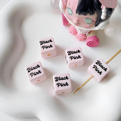 14mm Black Pink Theme Cube Beads - Shimmering AB Iridescent 14x14mm | Acrylic Bead for DIY Bracelet Keychain Jewelry Making