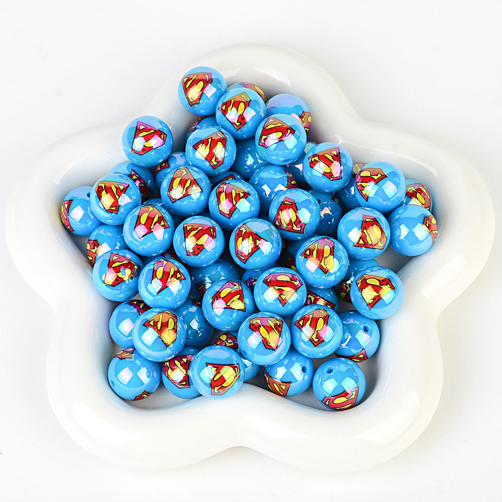 16mm New UV-coated Acrylic Straight Hole Beads with Hamburger and | Acrylic Bead for DIY Bracelet Keychain Jewelry Making