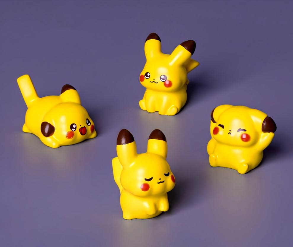 Mini Pikachu Figurines Set, Cute Cartoon Anime Desktop Ornaments, | Acrylic Bead for DIY Bracelet Keychain Jewelry Making