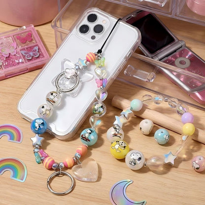 16mm Cute Snoopy Dog Acrylic Beads, AB Iridescent Finish Round | Acrylic Bead for DIY Bracelet Keychain Jewelry Making