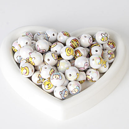 16mm Cute Winnie the Pooh & Friends Acrylic Beads, AB Iridescent | Acrylic Bead for DIY Bracelet Keychain Jewelry Making