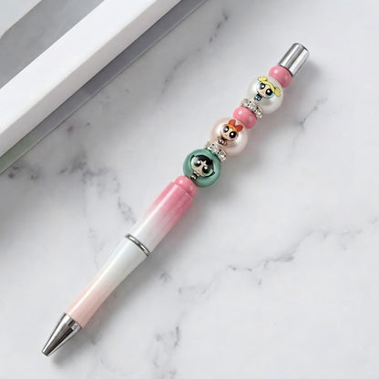 16mm Powerpuff Girls Pearl Acrylic Beads - Cartoon Character Round | Acrylic Bead for DIY Bracelet Keychain Jewelry Making