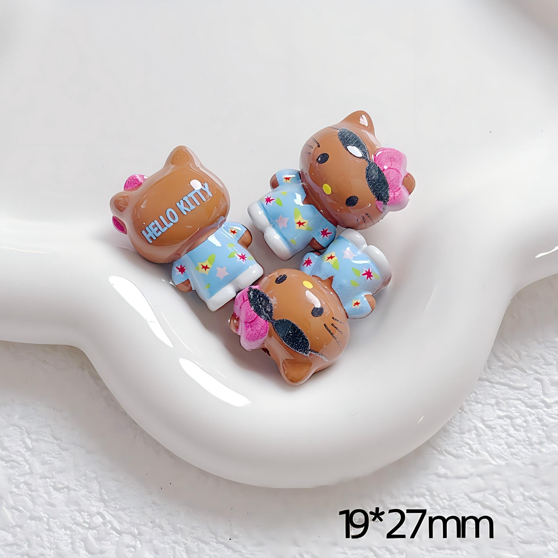 Kawaii Cartoon Kitty Silicone Focal Beads - Suntanned & Classic | Acrylic Bead for DIY Bracelet Keychain Jewelry Making