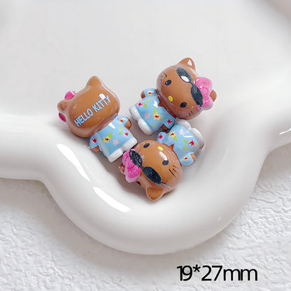 Kawaii Cartoon Kitty Silicone Focal Beads - Suntanned & Classic | Acrylic Bead for DIY Bracelet Keychain Jewelry Making
