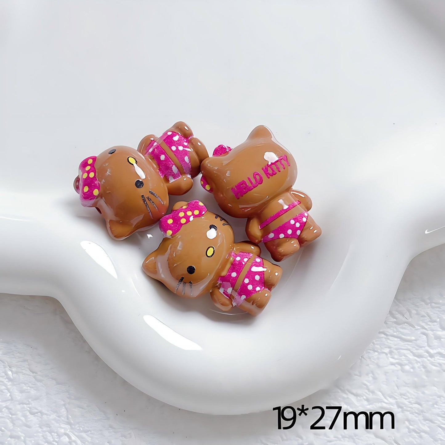 Kawaii Cartoon Kitty Silicone Focal Beads - Suntanned & Classic | Acrylic Bead for DIY Bracelet Keychain Jewelry Making
