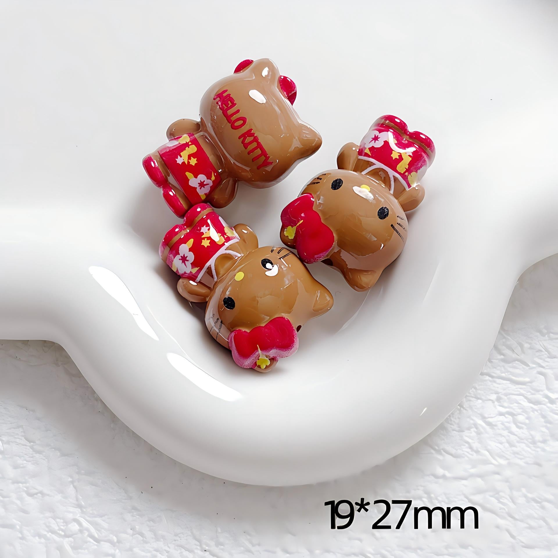 Kawaii Cartoon Kitty Silicone Focal Beads - Suntanned & Classic | Acrylic Bead for DIY Bracelet Keychain Jewelry Making