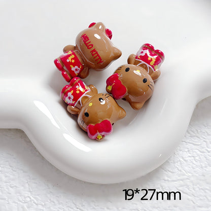 Kawaii Cartoon Kitty Silicone Focal Beads - Suntanned & Classic | Acrylic Bead for DIY Bracelet Keychain Jewelry Making