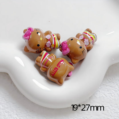 Kawaii Cartoon Kitty Silicone Focal Beads - Suntanned & Classic | Acrylic Bead for DIY Bracelet Keychain Jewelry Making