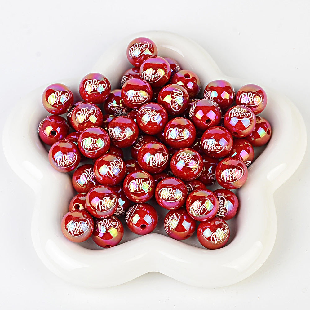 16mm Dr Pepper Inspired Soda Beads - Iridescent Maroon AB Round | Acrylic Bead for DIY Bracelet Keychain Jewelry Making