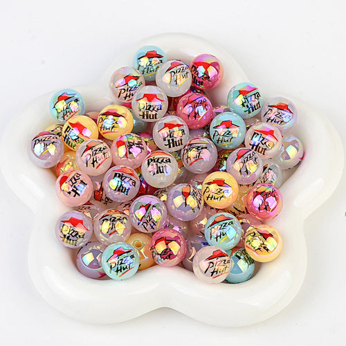 16mm Colorful Pizza Hut Inspired Beads - Iridescent AB Mixed Pastel | Acrylic Bead for DIY Bracelet Keychain Jewelry Making