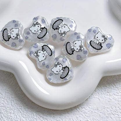 21x25mm Kawaii Cartoon Heart Focal Beads – Chunky Resin Beads for | Acrylic Bead for DIY Bracelet Keychain Jewelry Making