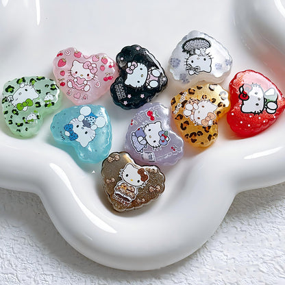 21x25mm Kawaii Cartoon Heart Focal Beads – Chunky Resin Beads for | Acrylic Bead for DIY Bracelet Keychain Jewelry Making