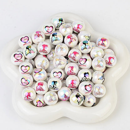 16mm Barbie Theme Round Acrylic Beads for Beadable Pens, DIY | Acrylic Bead for DIY Bracelet Keychain Jewelry Making
