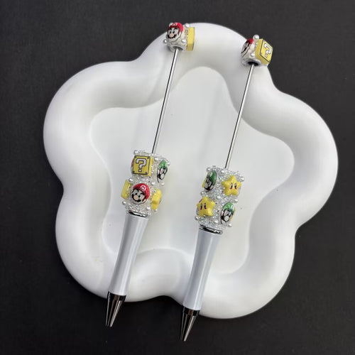 Limited Edition Mario Bros Theme Beaded Pen | DIY Beadable Pen Craft Gift Idea
