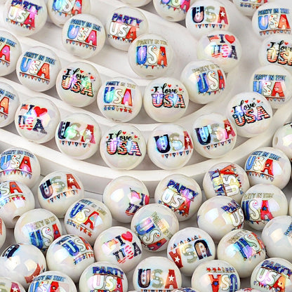 16mm Patriotic USA Theme AB Iridescent Acrylic Beads - Statue of | Acrylic Bead for DIY Bracelet Keychain Jewelry Making