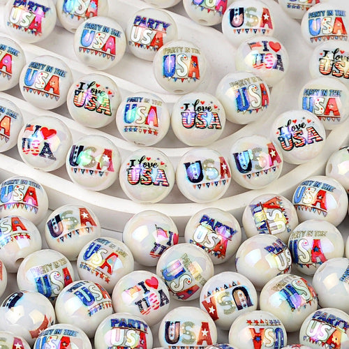 16mm Patriotic USA Theme AB Iridescent Acrylic Beads - Statue of | Acrylic Bead for DIY Bracelet Keychain Jewelry Making