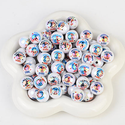 16mm Patriotic USA Theme AB Iridescent Acrylic Beads - Statue of | Acrylic Bead for DIY Bracelet Keychain Jewelry Making