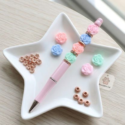 15mm Double-Sided Rose Flower Acrylic Beads - Pastel Flower Spacer | Acrylic Bead for DIY Bracelet Keychain Jewelry Making