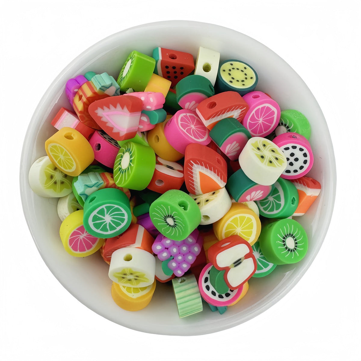 10mm Fruit Series Polymer Clay Beads - 50PCS Mixed Fruit Spacer Beads: | Clay Bead for DIY Bracelet Keychain & Boho Jewelry