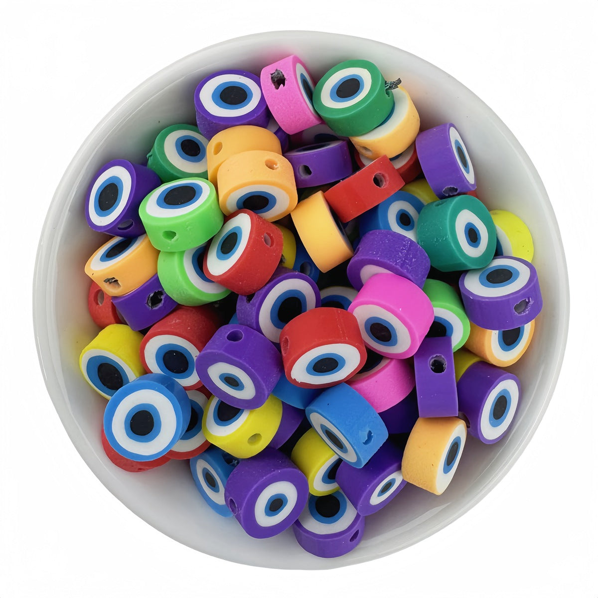 50pcs Mixed Colored Eye Polymer Clay Beads - 10mm | Clay Bead for DIY Bracelet Keychain & Boho Jewelry