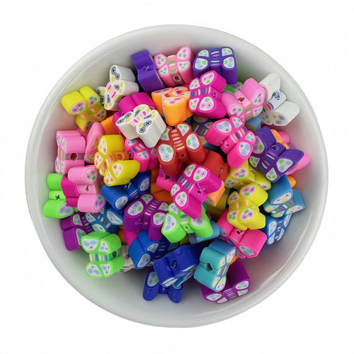 50pcs mixed-color butterfly polymer clay bead set - 10mm | Clay Bead for DIY Bracelet Keychain & Boho Jewelry