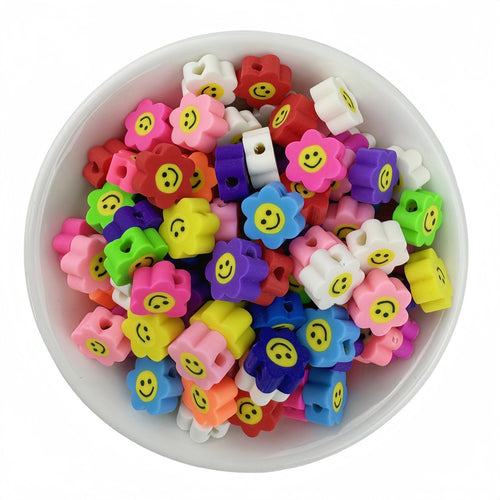 50pcs Mixed Sunflower Polymer Clay Beads - 10mm | Clay Bead for DIY Bracelet Keychain & Boho Jewelry