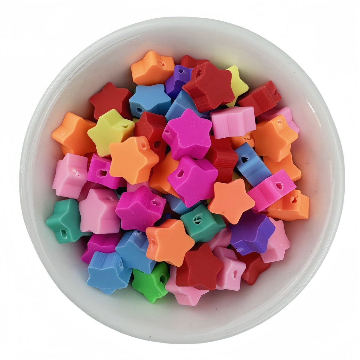 50pcs Mixed Solid Color Star Polymer Clay Beads - 10mm | Clay Bead for DIY Bracelet Keychain & Boho Jewelry