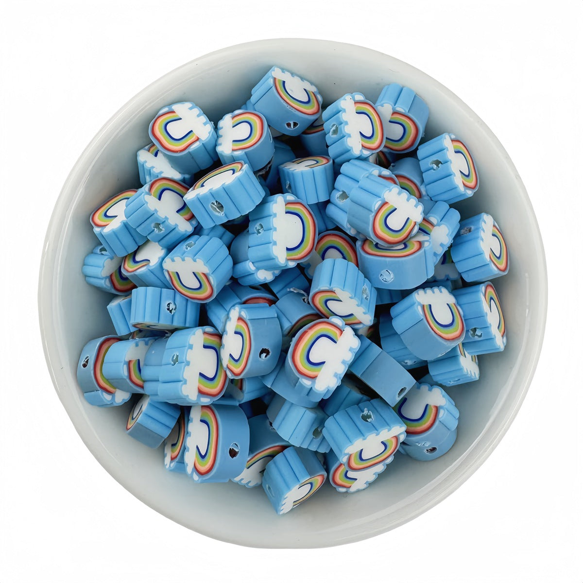 50 pcs of blue sky rainbow polymer clay beads - 10mm | Clay Bead for DIY Bracelet Keychain & Boho Jewelry