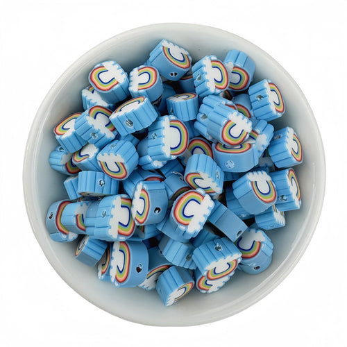 50 pcs of blue sky rainbow polymer clay beads - 10mm | Clay Bead for DIY Bracelet Keychain & Boho Jewelry