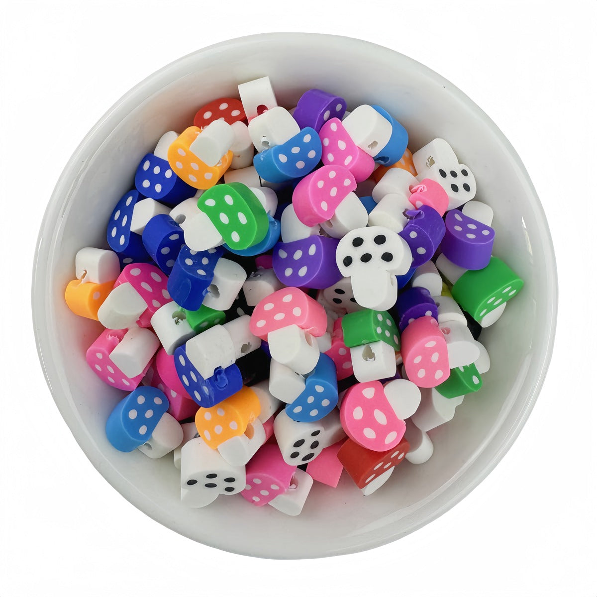 50pcs mixed-color heart and smiley face polymer clay beads - 10mm | Clay Bead for DIY Bracelet Keychain & Boho Jewelry