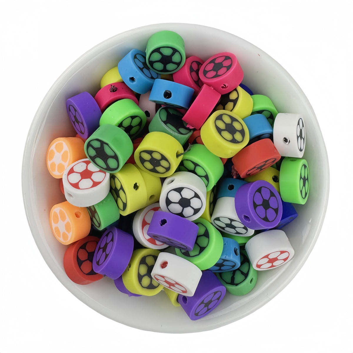 50pcs Mixed Color Soccer Polymer Clay Beads - 10mm | Clay Bead for DIY Bracelet Keychain & Boho Jewelry