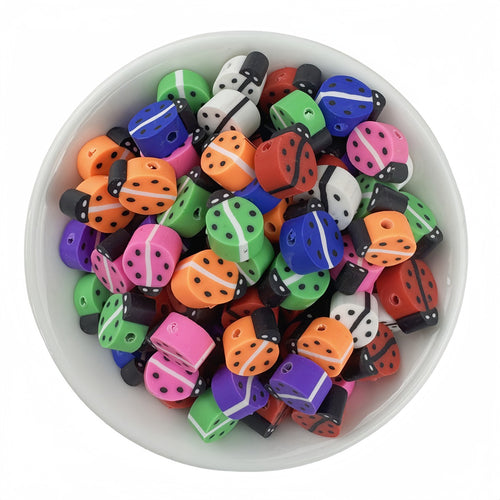 50-piece mixed-color ladybug polymer clay beads - 10mm | Clay Bead for DIY Bracelet Keychain & Boho Jewelry