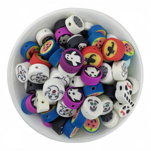 50pcs Mixed Solid Color Heart-Shaped Polymer Clay Beads - 10mm | Clay Bead for DIY Bracelet Keychain & Boho Jewelry