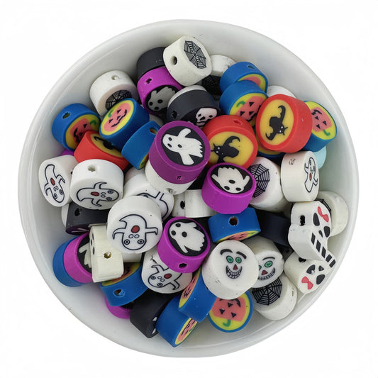50pcs Mixed Solid Color Heart-Shaped Polymer Clay Beads - 10mm | Clay Bead for DIY Bracelet Keychain & Boho Jewelry
