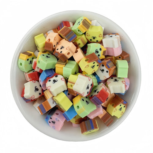 50pcs mixed-color hamster polymer clay beads - 10mm | Clay Bead for DIY Bracelet Keychain & Boho Jewelry