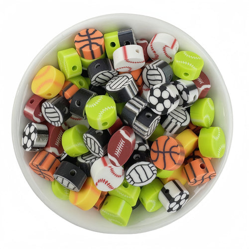 50pcs Mixed Color Spherical Sports Polymer Clay Beads - 10mm | Clay Bead for DIY Bracelet Keychain & Boho Jewelry