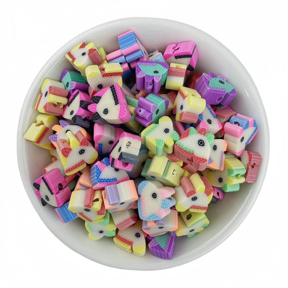 50pcs mixed-color unicorn polymer clay beads - 10mm | Clay Bead for DIY Bracelet Keychain & Boho Jewelry