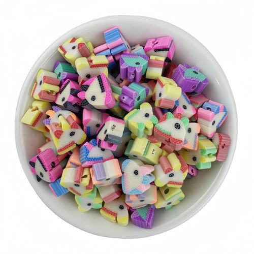 50pcs mixed-color unicorn polymer clay beads - 10mm | Clay Bead for DIY Bracelet Keychain & Boho Jewelry
