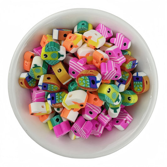 50pcs mixed-color fish polymer clay beads - 10mm | Clay Bead for DIY Bracelet Keychain & Boho Jewelry